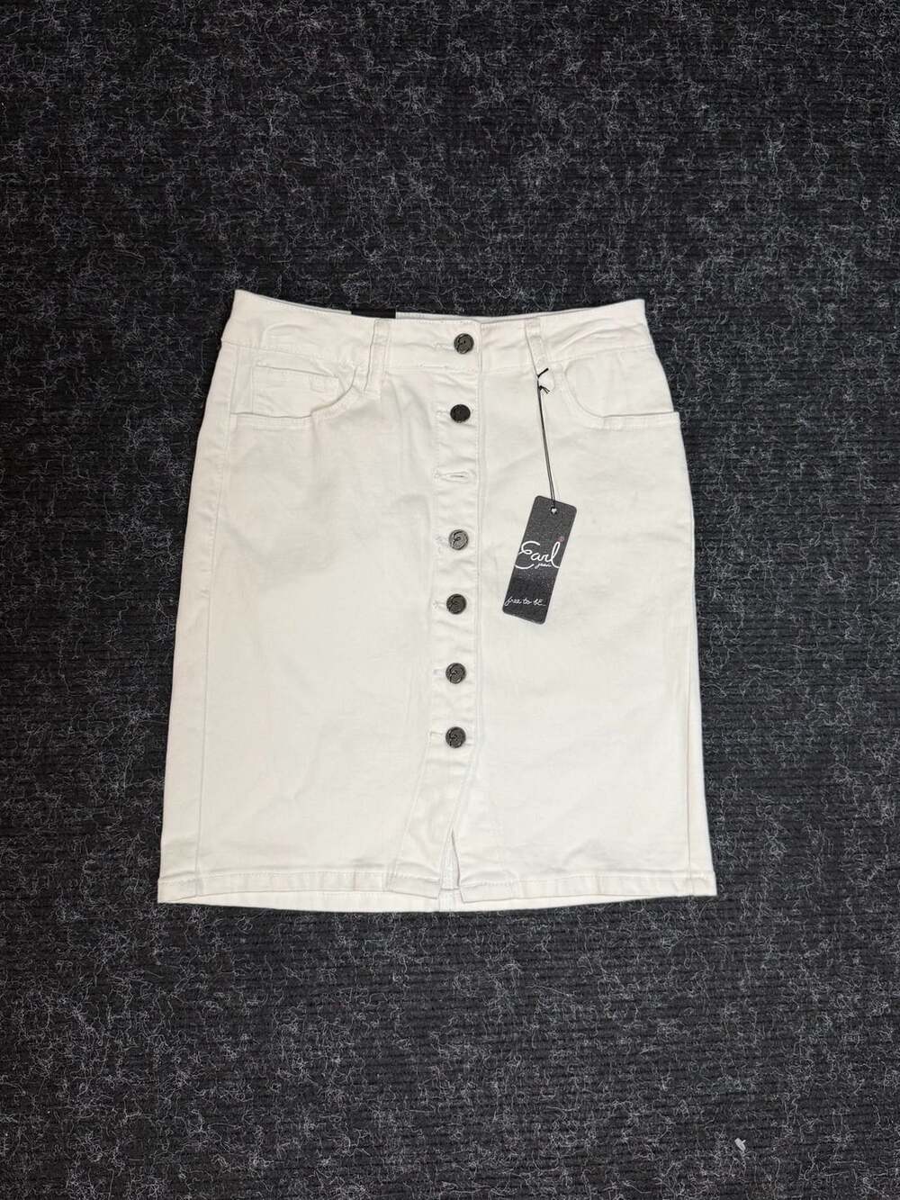 Y2K Minimalist Earl Jean White Button-Front Denim Skirt Size 2P New with Tags